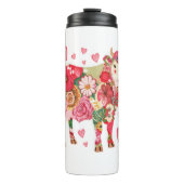 Bloemen Koe, Schattigee Koe Ontwerp Thermosbeker (Voorkant)