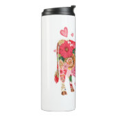 Bloemen Koe, Schattigee Koe Ontwerp Thermosbeker (Gedraaid links)