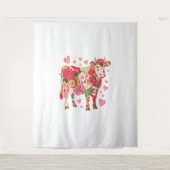 Bloemen Koe, Schattigee Koe Ontwerp Wandkleed (Voorkant)