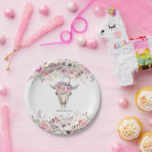 Bloemen & Koe Schedel Rustiek Country Glam Party Papieren Bordje (Feest)