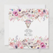 Bloemen & Koe Schedel Rustiek Country Glam Uitnodi Kaart (Voorkant)