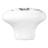 Bloemen & Koe Schedel Rustiek Country Glam veer Keramische Knop (Zijkant)