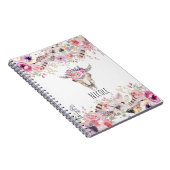 Bloemen & Koe Schedel Rustiek Land Glam Boho Chic Notitieboek (Rechterzijde)