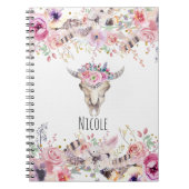 Bloemen & Koe Schedel Rustiek Land Glam Boho Chic Notitieboek (Voorkant)