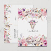 Bloemen & Koeien schedellandschap rustieke Save Th Aankondigingskaart (Voorkant / Achterkant)