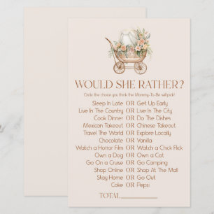 Bloemen koets wil ze liever Baby shower spel