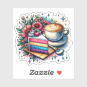 Bloemen, koffie en regenboogtaart sticker (Vel)