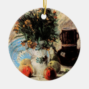 Bloemen, koffiepot en fruit door Vincent van Gogh Keramisch Ornament