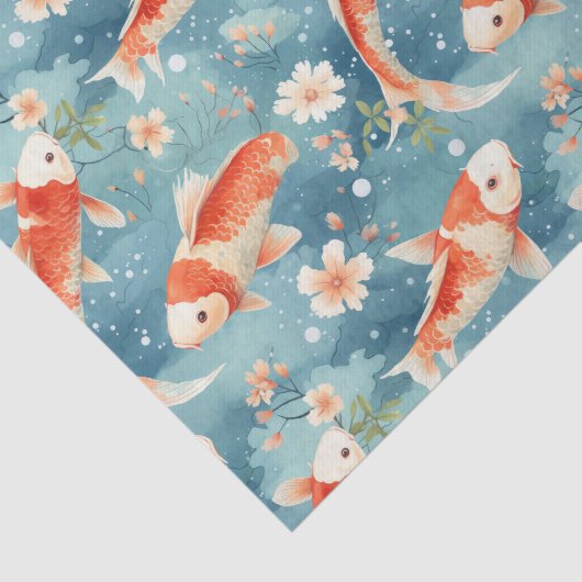 Bloemen Koi Fish Garden Decoupage Tissuepapier (Detail)