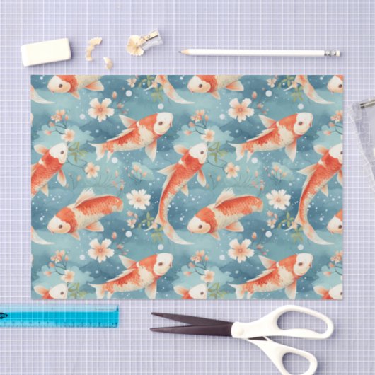 Bloemen Koi Fish Garden Decoupage Tissuepapier (Craft)