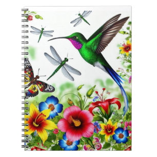 Bloemen kolibrie tuin notitieboek