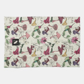 Bloemen Kolibrie Tuin Patroon Geel Theedoek (Horizontaal)