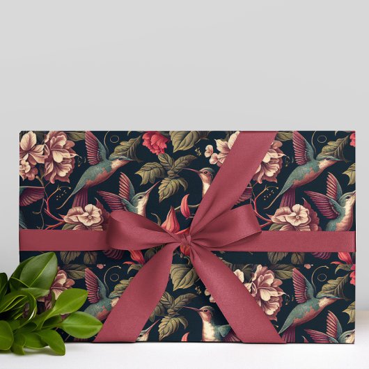 Bloemen & Kolibries Patroon Cadeaupapier
