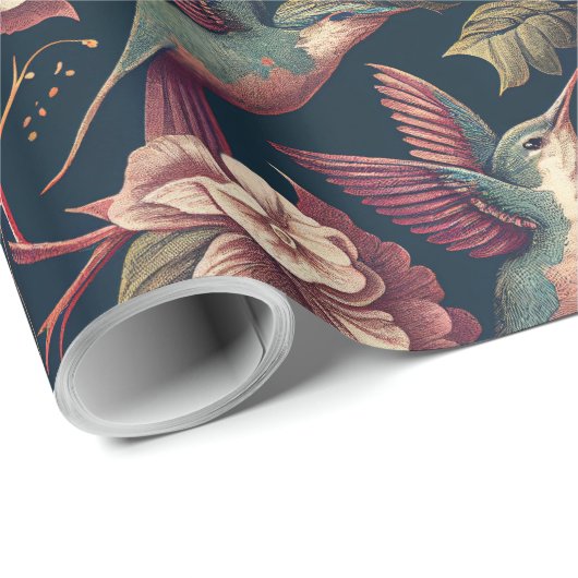 Bloemen & Kolibries Patroon Cadeaupapier (Rol Hoek)