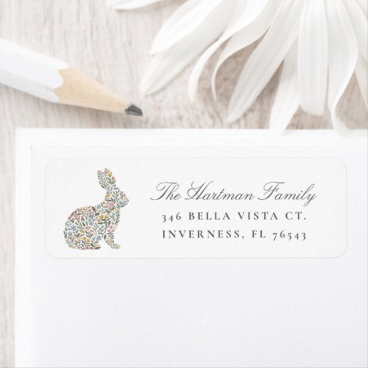  Bloemen Konijn Voorjaar Pasen Retouradres Etiket (Insitu)