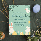 Bloemen konijnen en eieren groene paaseieren jacht kaart