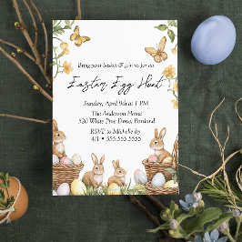 Bloemen konijnen en eieren paaseieren jacht kaart