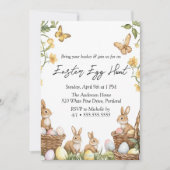 Bloemen konijnen en eieren paaseieren jacht kaart (Voorkant)