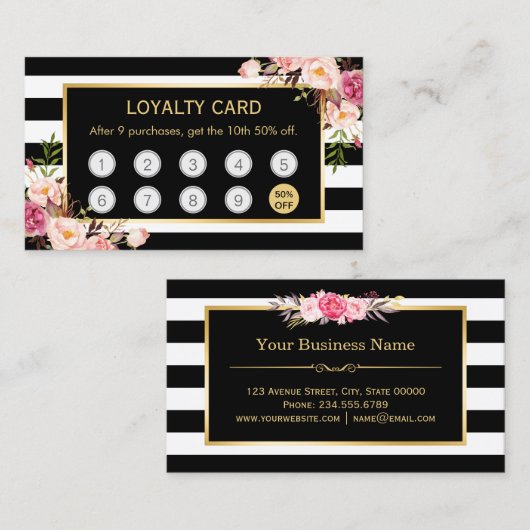 Bloemen kopen 9 Krijg 10e Korting Loyaliteit Kaart Klantenkaartje (Voorkant / Achterkant)