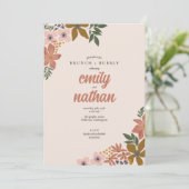 Bloemen koppels bruiloft brunch douche kaart (Staand voorkant)