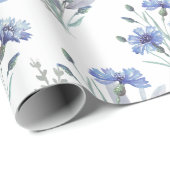  Bloemen Korenbloem blauwe waterverf Cadeaupapier (Rol Hoek)