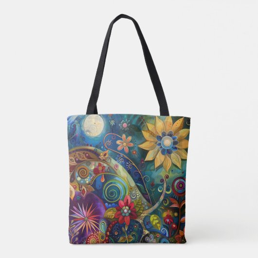Bloemen Kosmische Bloei Tote Bag (Achterkant)