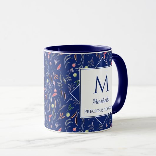  | BLOEMEN | Kostbaar voor God | Custom BLUE Mok (Voorkant rechts)