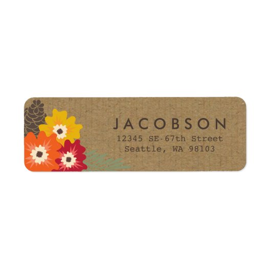 Bloemen Kraft Adresetiketten Etiket (Voorkant)
