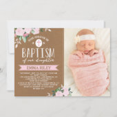 Bloemen Kraft | Baby meisje doop uitnodiging (Voorkant)