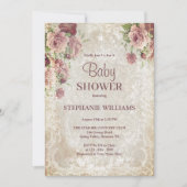  Bloemen, Kralen & Damast Baby shower Kaart (Voorkant)