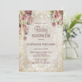  Bloemen, Kralen & Damast Baby shower Kaart (Staand voorkant)