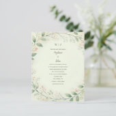 Bloemen Krans Crest Monogram Sage Green Wedding Briefkaart (Staand voorkant)