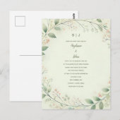 Bloemen Krans Crest Monogram Sage Green Wedding Briefkaart (Voorkant / Achterkant)