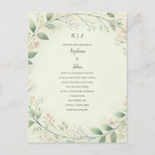 Bloemen Krans Crest Monogram Sage Green Wedding Briefkaart (Voorkant)