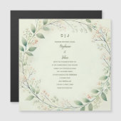 Bloemen Krans Crest Monogram Sage Green Wedding Magnetische Uitnodiging (Voorkant / Achterkant)