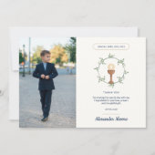 Bloemen Krans Foto Communie Dank u Kaart (Voorkant)