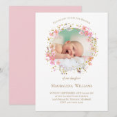 Bloemen krans foto lijst | uitnodiging tot doop (Voorkant / Achterkant)