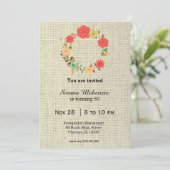 Bloemen krans verjaardag kaart (Staand voorkant)