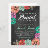 Bloemen Krijtbord Bruids Douche uitnodiging (Voorkant / Achterkant)