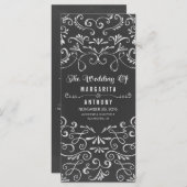 Bloemen krijtbord handgeschreven bruiloft programm programmakaart (Voorkant / Achterkant)