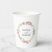 Bloemen Kroon Script Elegantie Bruiloft Papieren B Papieren Bekers (Achterkant)