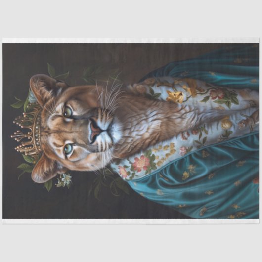  Bloemen Kroonkoning Cougar Decoupage Tissuepapier (Voorkant)