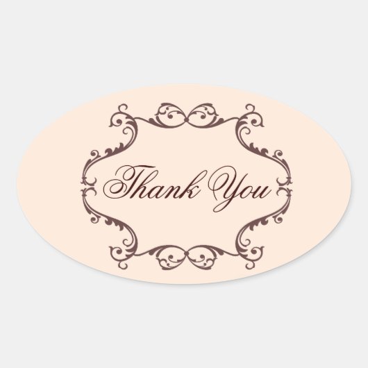  bloemen kroonluchter bruiloft dank u ovale sticker (Voorkant)