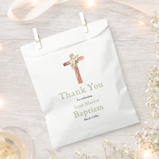 Bloemen kruis doop partij gunsttas bedankzakje (Geknipt)