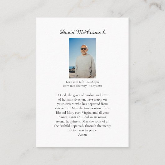 Bloemen Kruis Maagd Maria Begrafenisgebed Kaart Plaatskaartje (Achterkant)