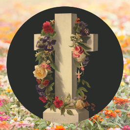 bloemen kruisen Jezus Pasen Ronde Sticker