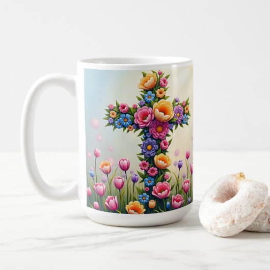 Bloemen kruisen koffie Mok (Met donut)
