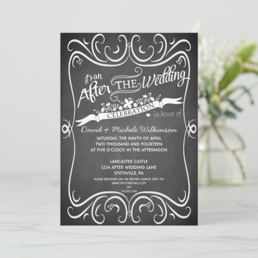 Bloemen & Krullen Krijtbord Na de Bruiloft IDPP2 Kaart (Staand voorkant)