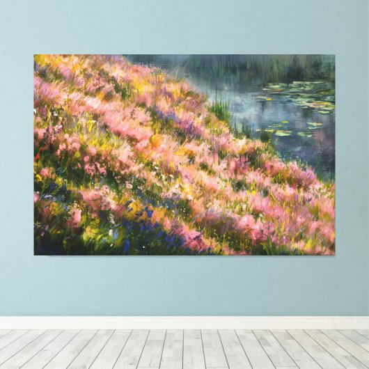 *~* Bloemen  Kunst TV2 Uitgerekte Canvas Print (Insitu (Houten vloer))