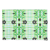 Bloemen kussen Hoesjes met blauw en groen geruite Kussensloop (Voorkant)